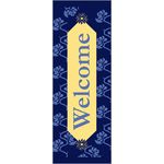30 x 96 in. Holiday Banner Ivy Welcome Blue Fabric