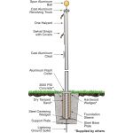 Clear Anodized - Architectural Series 60 ft. Pole - 12 in. Butt Dia. - 3 - Piece Flagpole