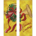 30 x 96 in. Holiday Banner Gold French Horn-Double Sided Design