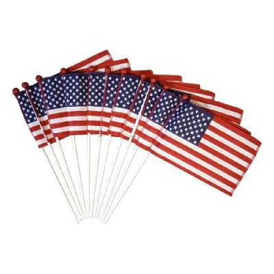 12-Pack US Flags White Staff