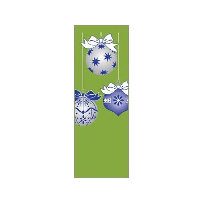 30 x 60 in. Holiday Banner Blue & Silver Ornaments Green Fabric