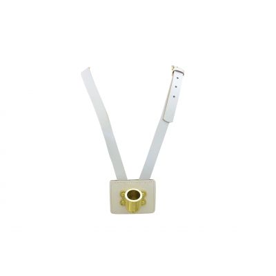 Single Flagpole Carrier White Leather-Brass Cup