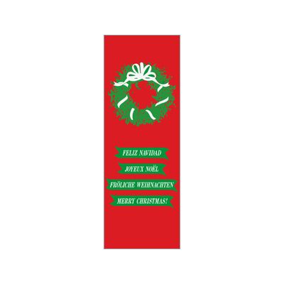 30 x 60 in. Holiday Banner Four Languages Holiday Wreath
