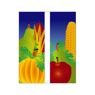 30 x 84 in. Seasonal Banner Fall Fruit Corn & Pumpkin-Double Sided