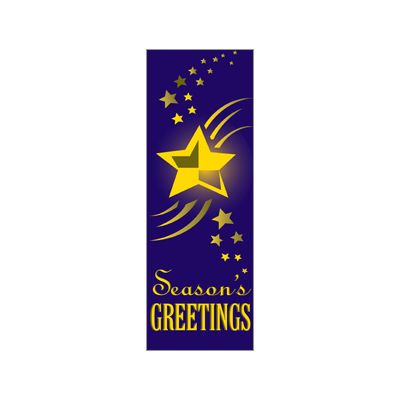 30 x 96 in. Holiday Banner Star Season Greetings Purple Fabric