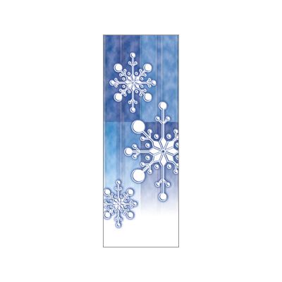 30 x 84 in. Holiday Banner Torn Paper Snowflake Blue Fabric