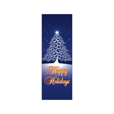 30 x 60 in. Seasonal Banner Happy Holidays Tree Blue